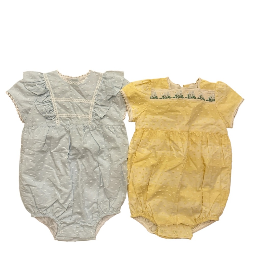 Dondolo Baby Romper (set of 2) - Blue and Yellow bubble onesies.  New, no tags